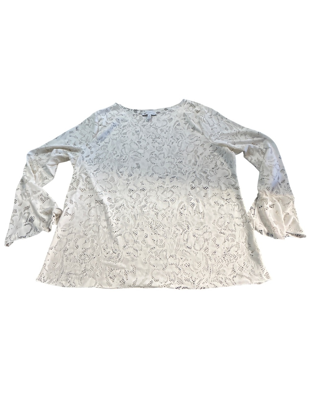 Cream Lace Bell Sleeve Blouse Top Plus Size 2X Romantic Whimsygoth Coquette